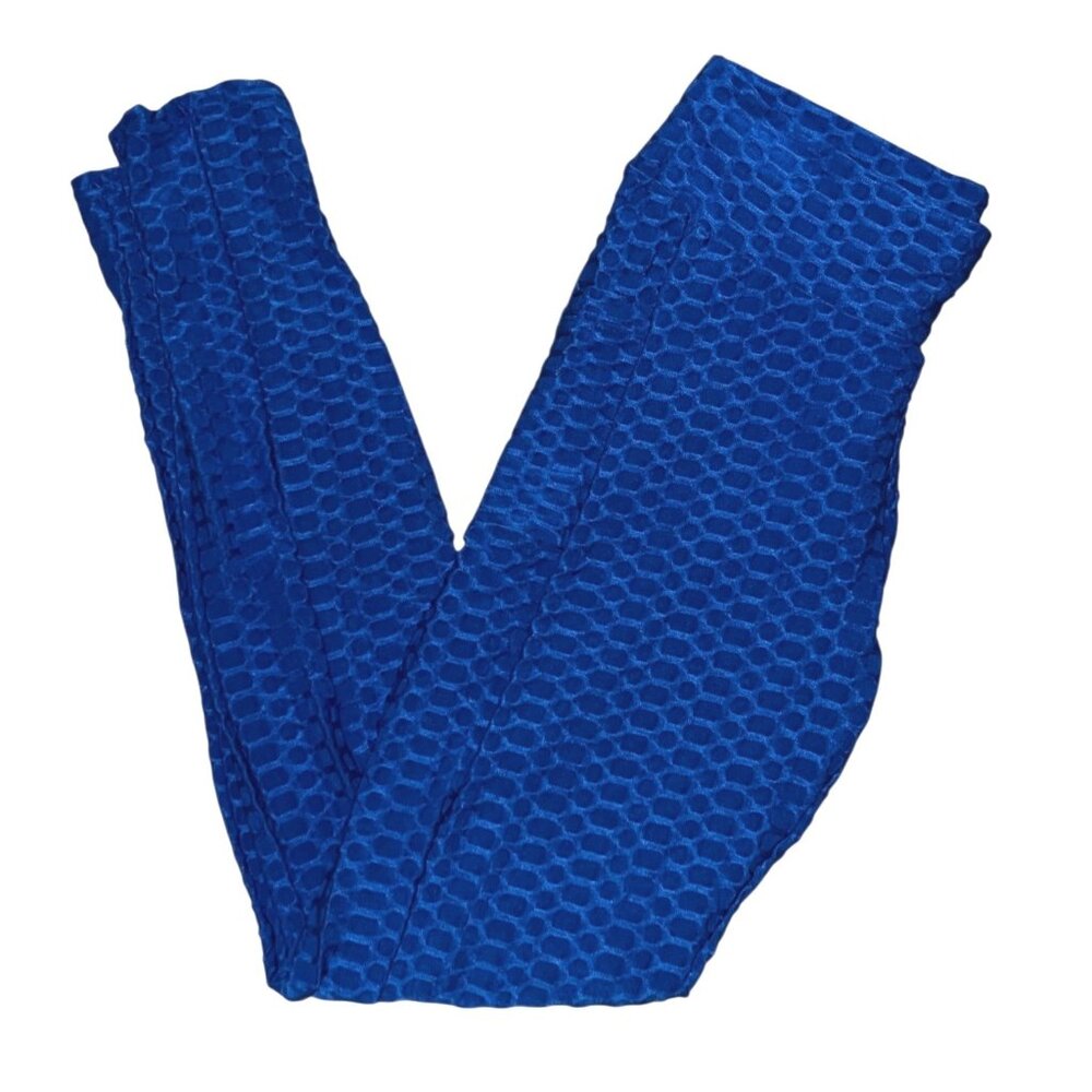 Honeycomb Scrunch Butt Lifting Pocket Active Leggings sz Large Womens Blue